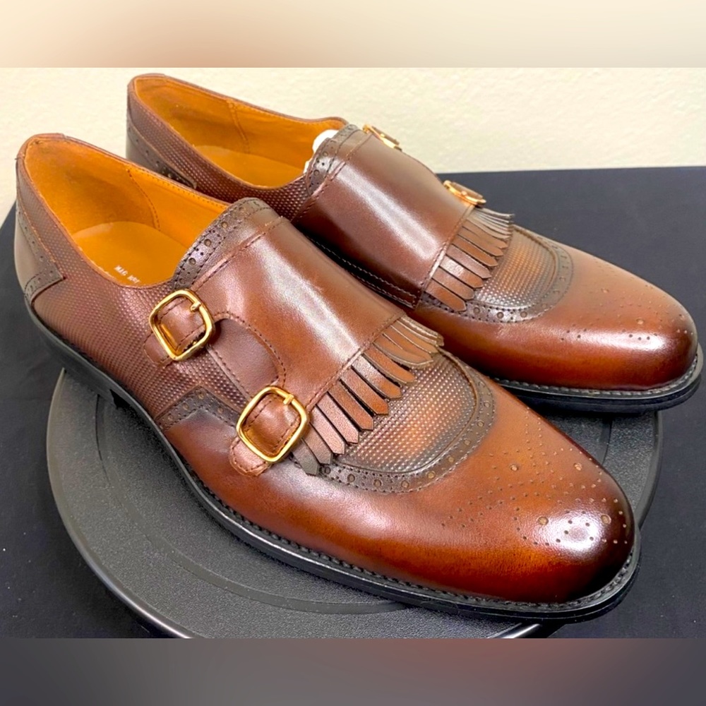 New Vintage Foundry Men’s Leather Double Strap Dress Shoes 7.5